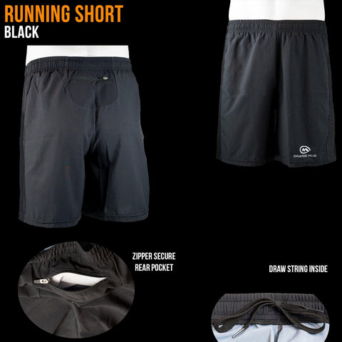 Orange Mud, LLC 4 inch / XS All Black Running Short, 3 different length options