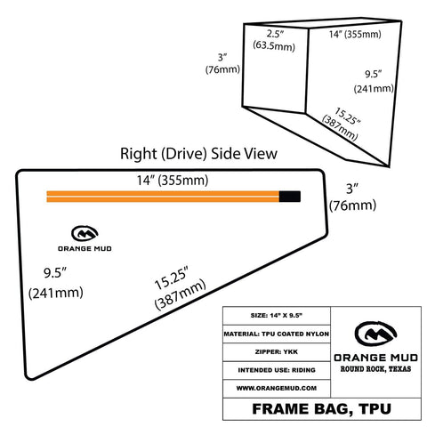 Orange Mud, LLC Bicycle Bags & Panniers Bike Frame Bag, Welded Seams, TPU Coated, Black