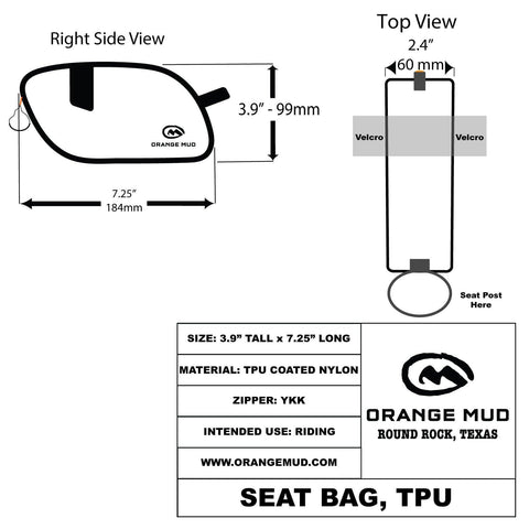 Orange Mud, LLC Bicycle Bags & Panniers Seat Bag, Welded, TPU, Black