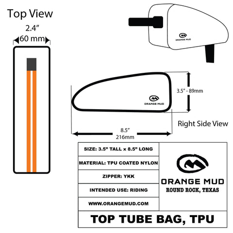 Orange Mud, LLC Bicycle Bags & Panniers Top Tube Bag, Welded, TPU, Black