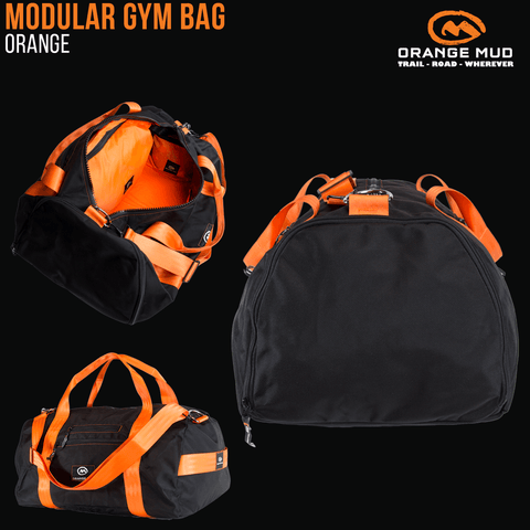 Orange Mud, LLC Packs Black and Orange Strap Modular GYM Bag with Shoe Compartment, 55L