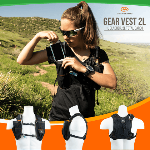 Orange Mud, LLC Packs Black-Orange Gear Vest, 2L V2.0: Ideal for running, biking, triathlon