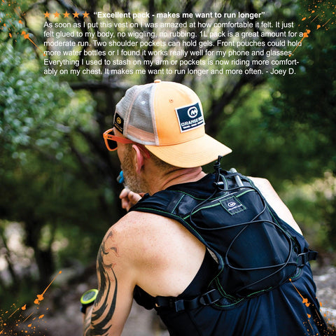 Orange Mud, LLC Packs Black-Orange Gear Vest, 2L V2.0: Ideal for running, biking, triathlon