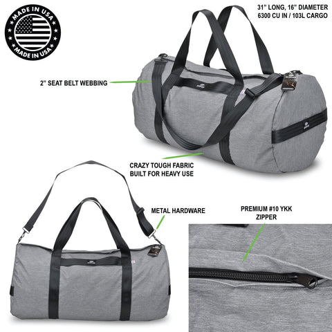 Orange Mud, LLC Packs Heather Gray-Black Strap The Beast - Gear Hauler Duffle Bag USA MADE