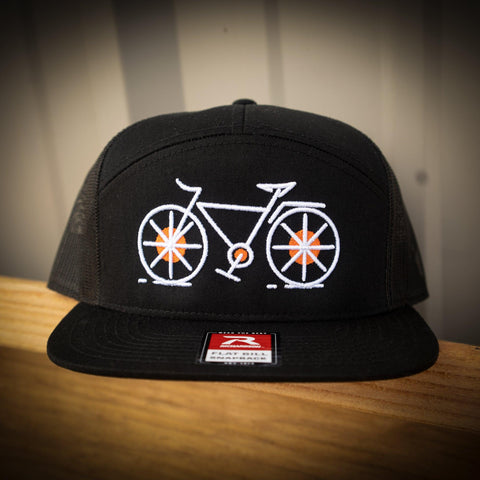 Seven Clay Black Cycling 7 Panel Flatbill Snapback