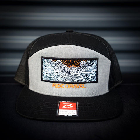 Seven Clay Gray Front Black Back Ride Gravel 7 Panel Flatbill Snapback